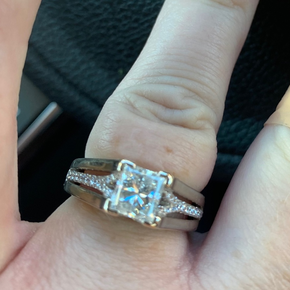 Genuine Princess Cut Modified Square Diamond Solitaire Ring